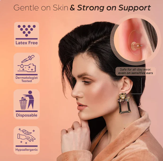 Premium Invisible Earlobe Patches – 100 PCS